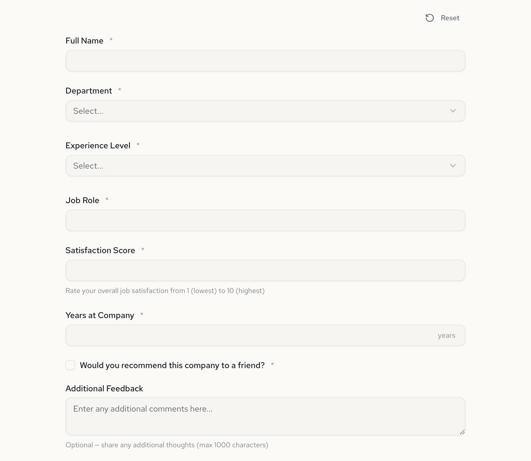 The generated form with computed fields